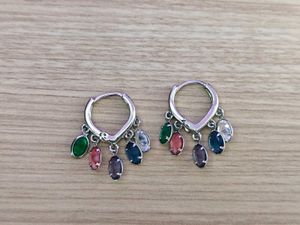 Sparkling Gemstone Hoop Earrings