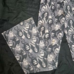 low waist y2k Print Flare Pants bootcut