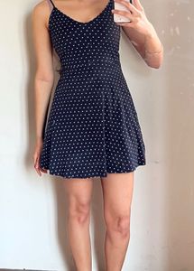 Chic Navy Polka Dot Mini Dress