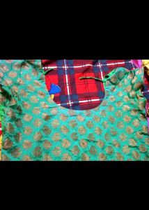 Green Kurta with Golden Print