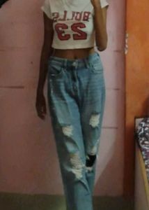 Distressed Wide Leg Jeans