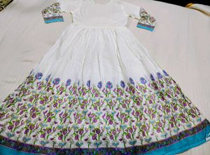White embroidery work kurti