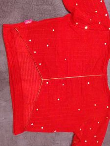 Red Embellished Blouse