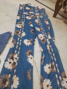 Blue Floral jumpsuit with shrug
