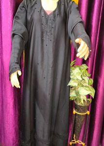 Elegant Black Abaya Gown Burqa with Dupatta Pearl