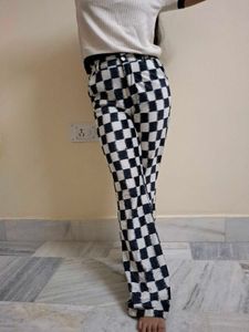 Checkered Bell Bottom Pants