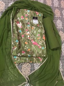 Olive Green Printed suit