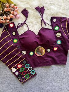 Yellow Mirror Work Blouse