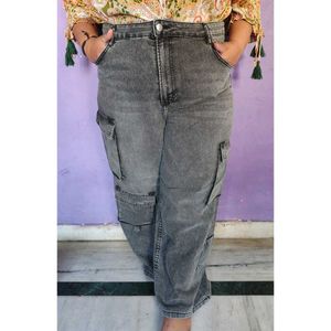 Grey Cargo Jeans for plus size