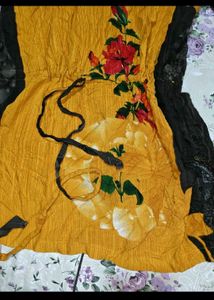 Stylish Mustard Floral Kurta and pants cord set