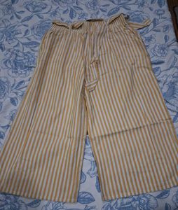 Yellow & White Striped Wide-Leg Culottes 🌼