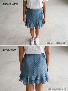 Blue flower Print Ruffle skirt