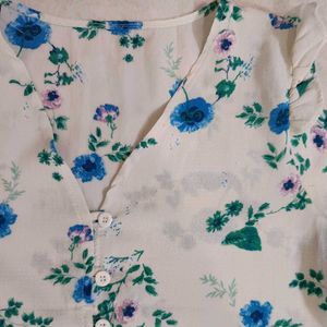 Floral Print Ruffle Hem Top