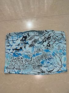 Blue Abstract Print Strapless Top &amp; Skirt Set
