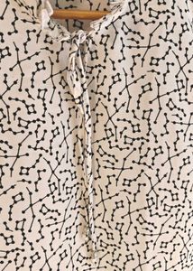 White Blouse with Black Constellation Print