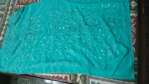 Stunning Teal Saree with Embellishments
