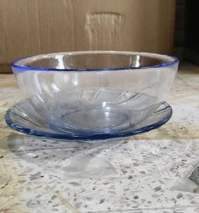 Elegant Blue Rimmed Glass Bowl