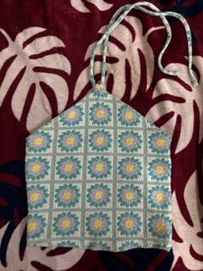 Floral Crochet Pouch