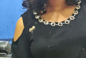 black cold shoulder top