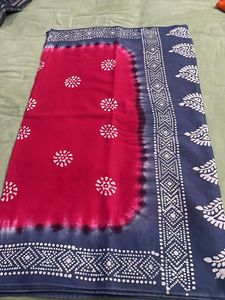 Beautiful Indigo &amp; Pink Batik Saree
