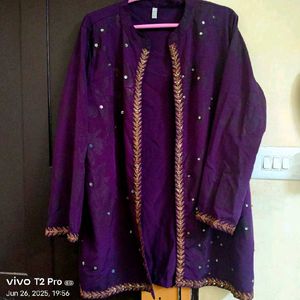Purple Embellished Blouse With Matching Jewellery