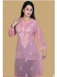 Pink Chikankari Kurta