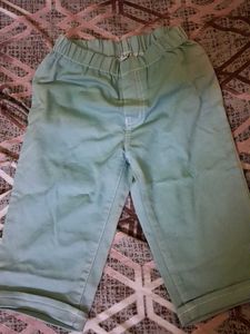 Light Green Elastic Waist Capri Pants