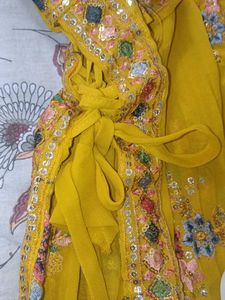 nyra cut⭐Embroidered Mustard Yellow Kurta