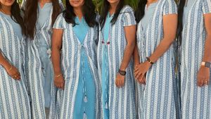 Blue Printed Maxi Dress