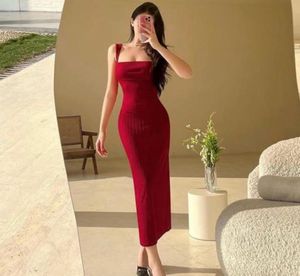 Elegant Red Bodycon Midi Dress