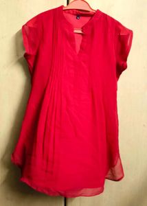 Elegant Red Sheer Top