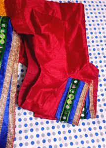 Vibrant Red Saree with Embellished Border