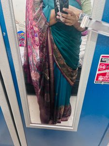 Vibrant Teal Saree