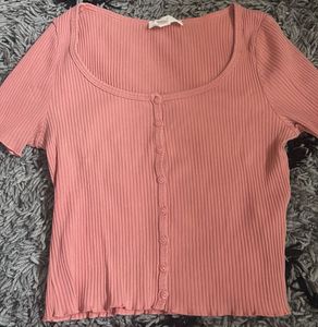 H&M Pinteresty Button-Up Crop Top