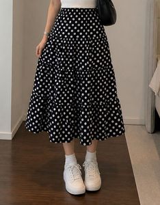 Polka Dot Tiered Midi Skirt