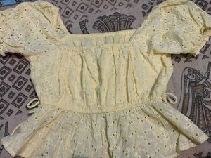 Yellow Off-Shoulder Peplum Top