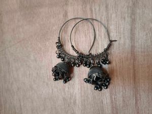 Oxidised Silver Jhumka Earrings