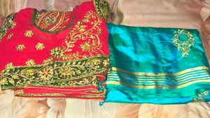 Embellished Red Saree combo 2