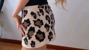 Leopard Print Crochet Mini Skirt