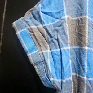 Blue Checkered Casual Dress