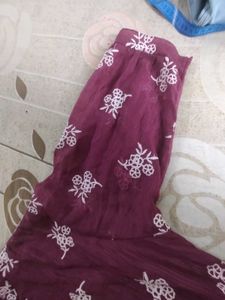 Maroon Embroidered Kurta