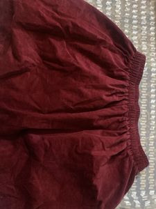 Maroon Velvet Skirt with Cross Charm