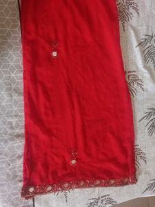 Red Ethnic Dress with Mirror Work