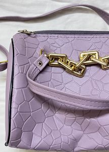 Lilac Textured Chain Crossbody Bag