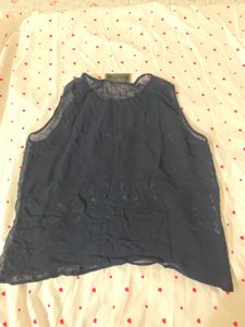 Navy Blue Lace Tank Top