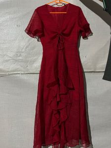 Elegant Red Ruffle Dress
