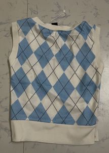 Cute Argyle Knit Vest Top