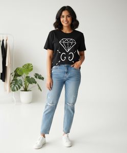 Gucci Black Guccighost Print Cotton Crew Neck Tshi