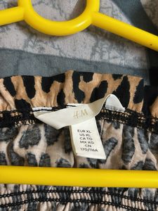 H&amp;M Leopard Print Smocked Puff Sleeve Top