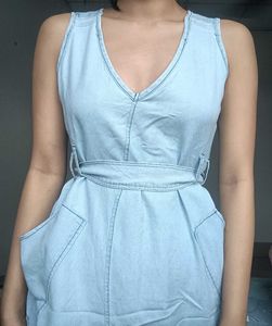 Light Blue Denim Midi Dress